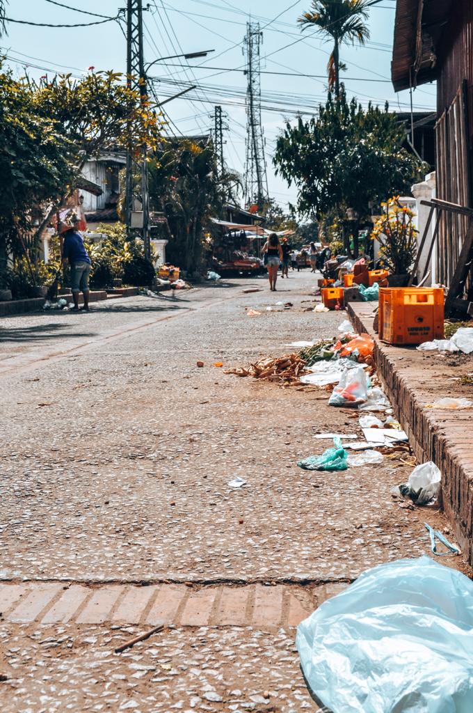 Littered streets in Cambodia