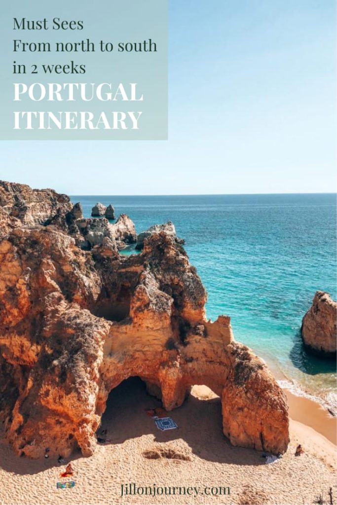 Portugal road trip route Pinterest pin