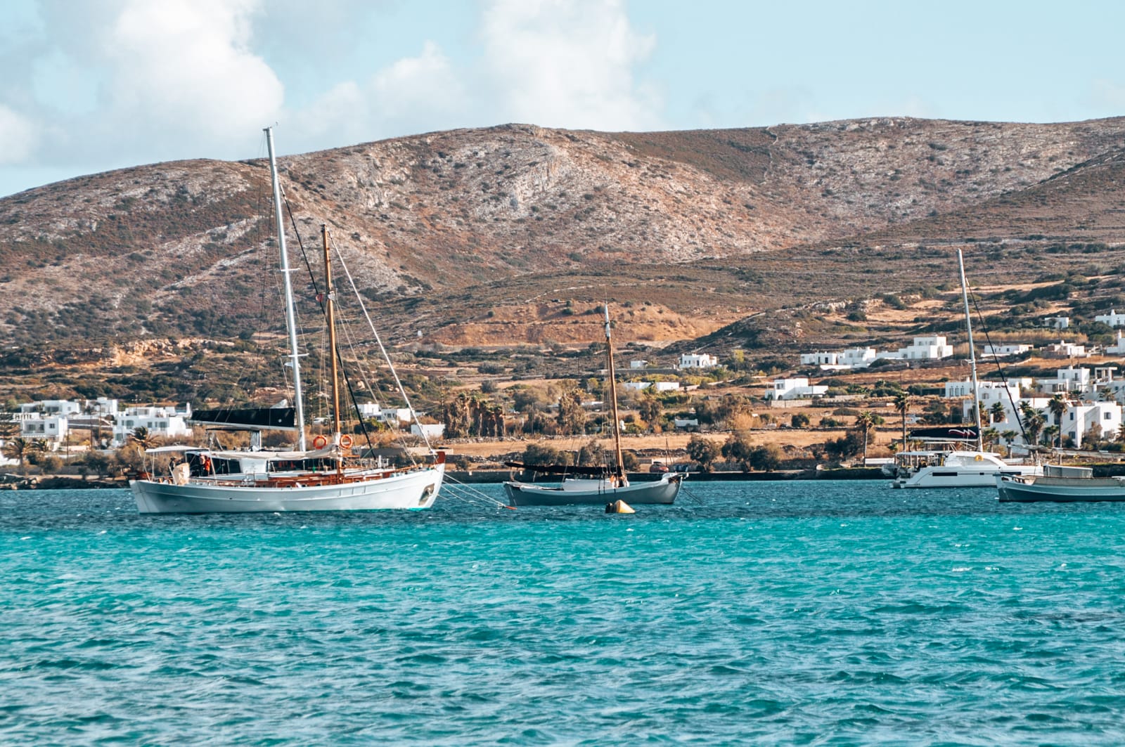 Taking a boat trip in Milos, Greece