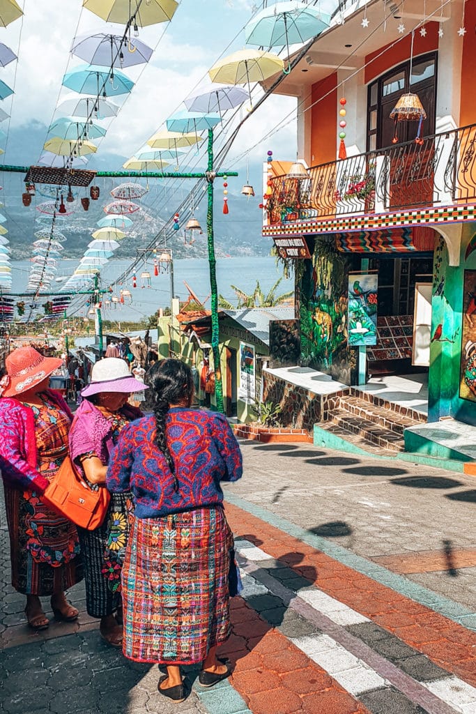 Traditionally dressed women at Lake Atitlan