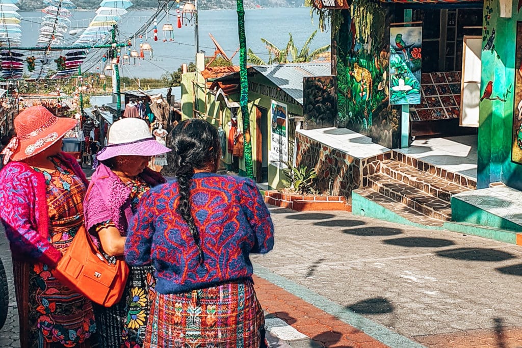 Traditionally dressed women at Lake Atitlan