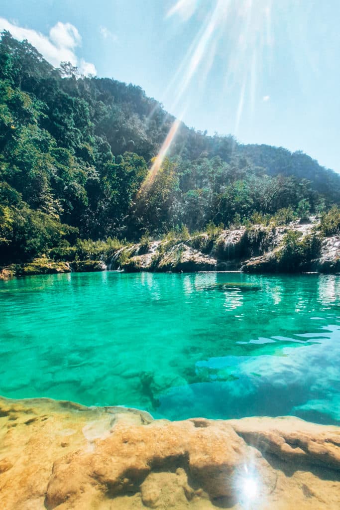 The pools of Semuc Champey are a highlight for Guatemala backpacking / Die Becken von Semuc Champey sind ein Highlight beim Backpacking in Guatemala