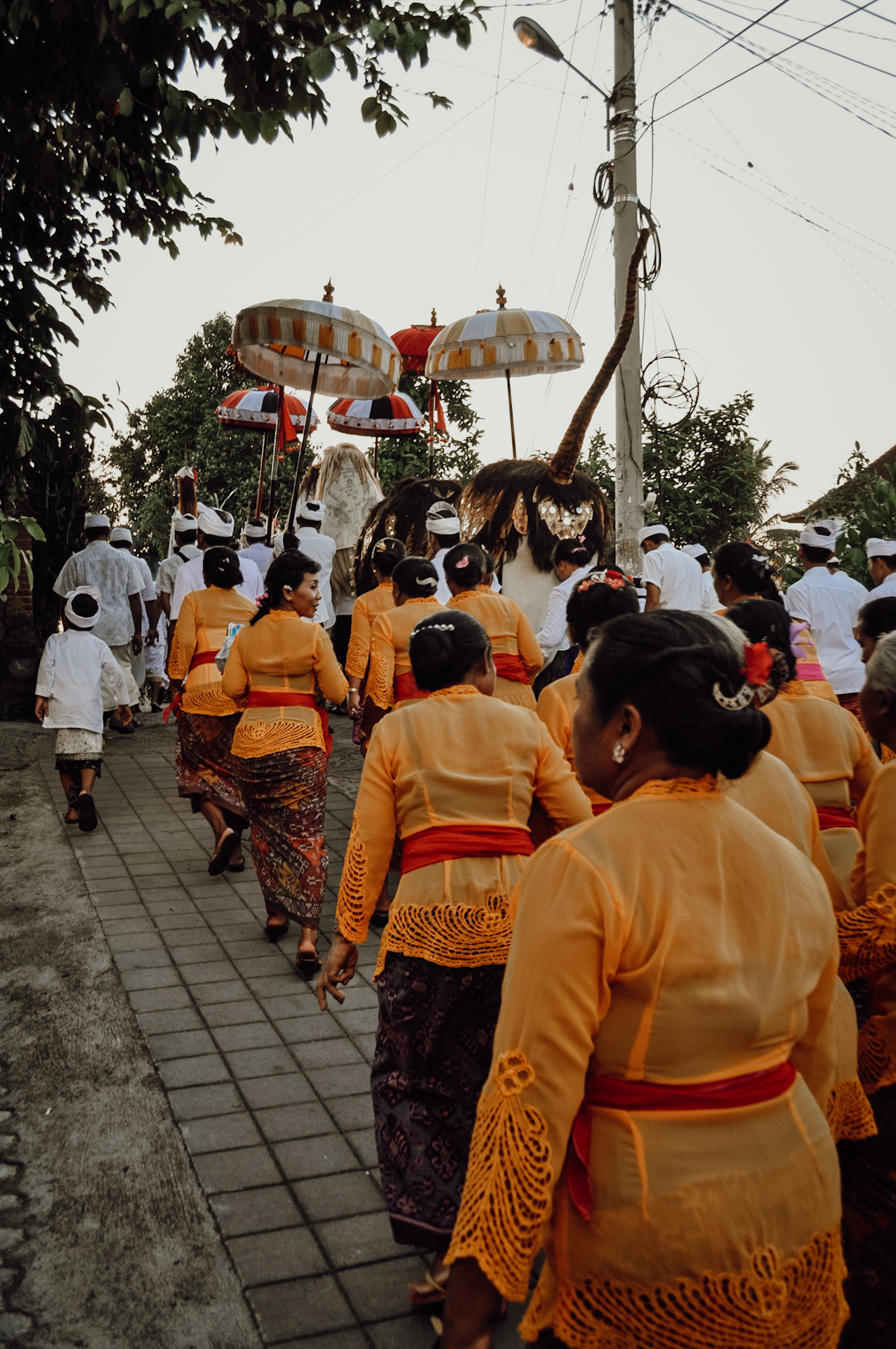 Street parade on Pagerwesi in Bali