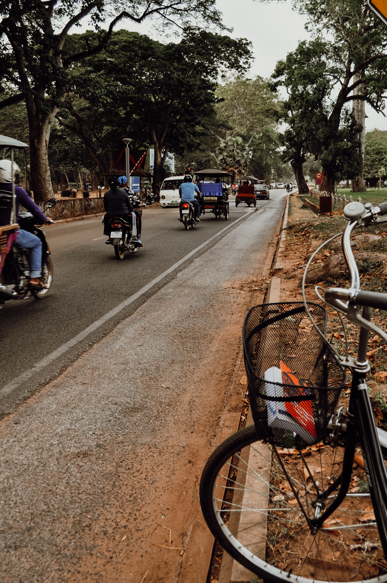 By bicycle to Angkor Wat when I was backpacking in Cambodia