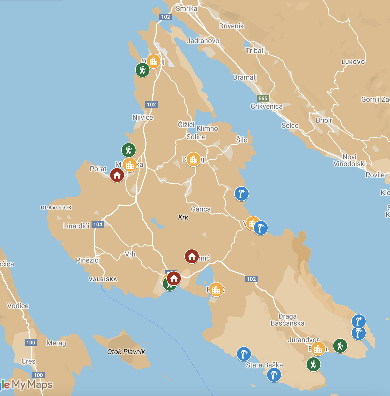 Map of things to do in Croatia