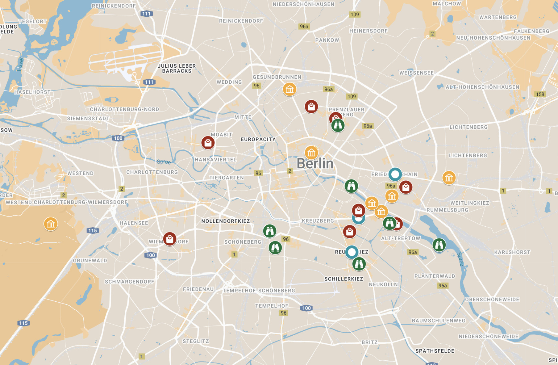 Map alternative things to do in Berlin off the beaten path