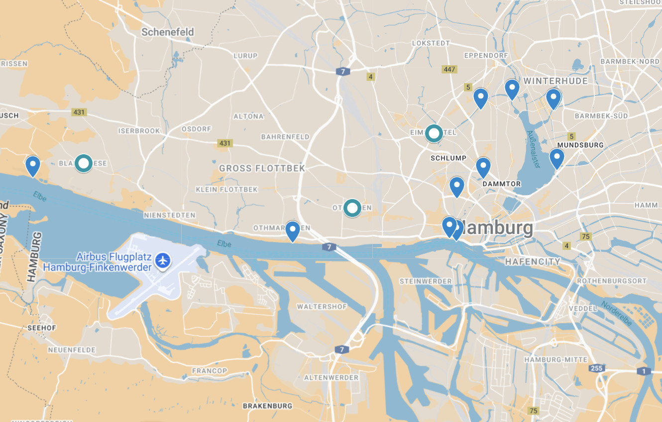 Unique things to do in Hamburg map / Geheimtipps Hamburg Karte